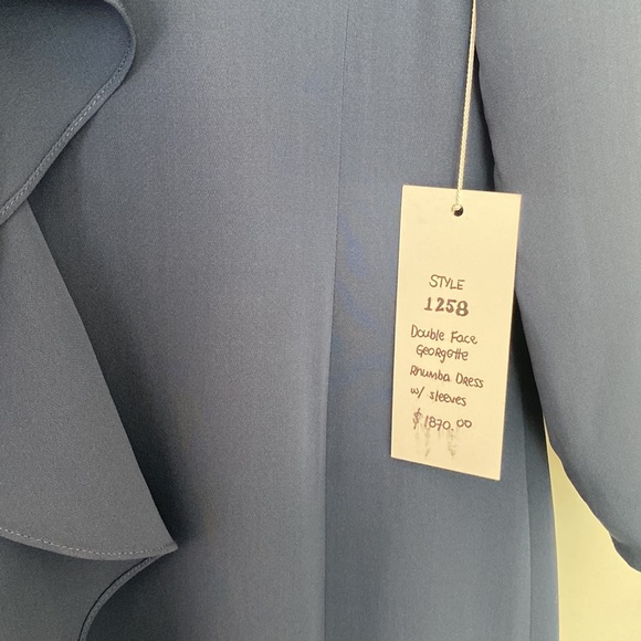 Tom and Linda Platt double face georgette dress with sleeves - US6 - Picture 6 of 13